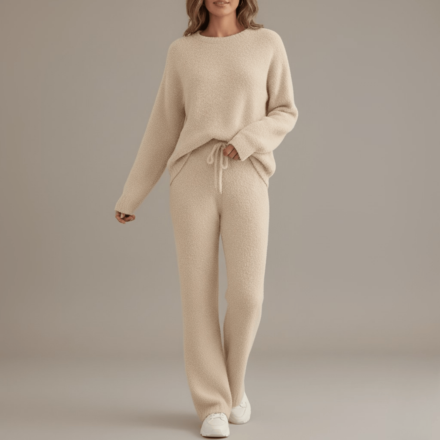 Cozy 2-Piece Loungewear Set – Soft Knit Sweater & Pants for Women