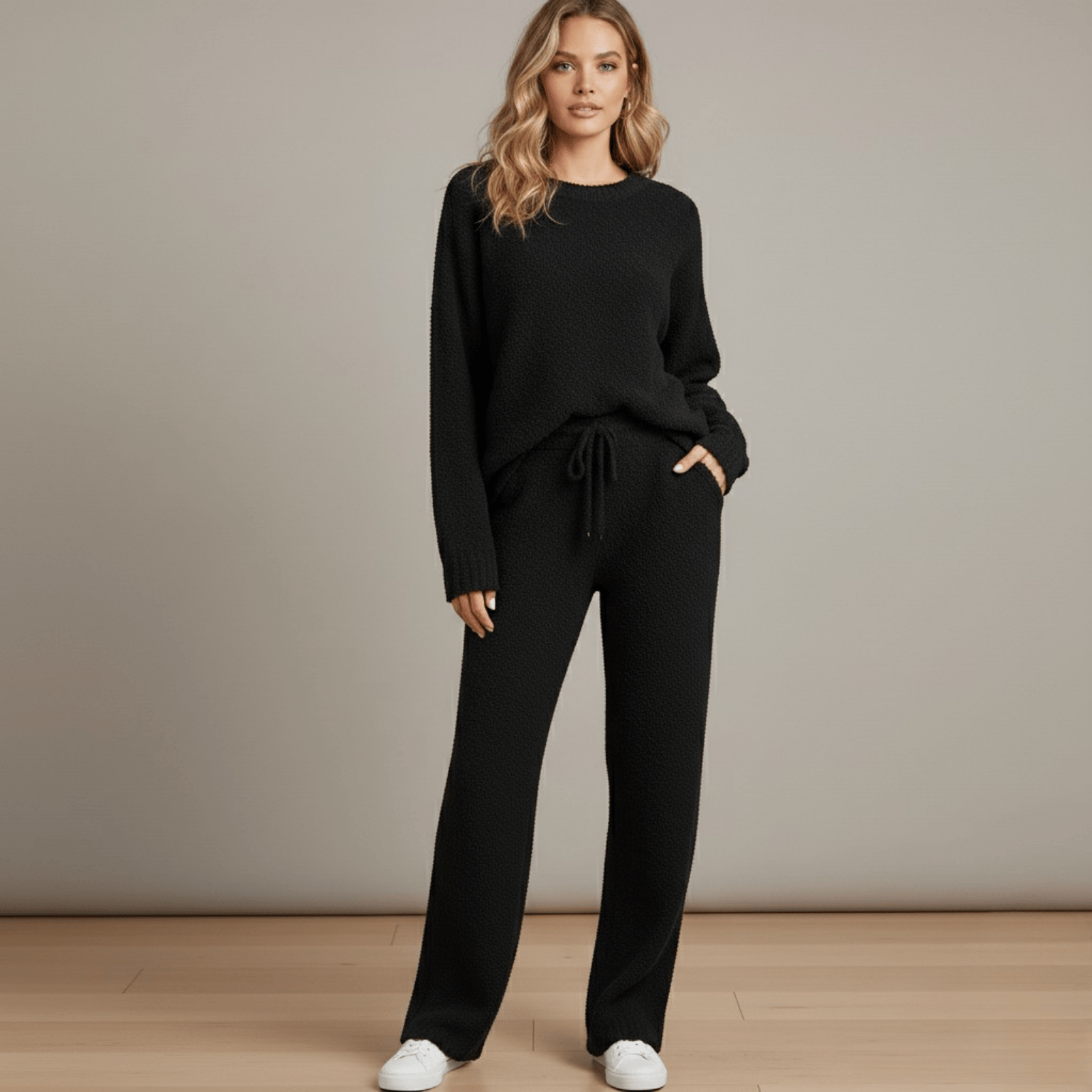 Cozy 2-Piece Loungewear Set – Soft Knit Sweater & Pants for Women