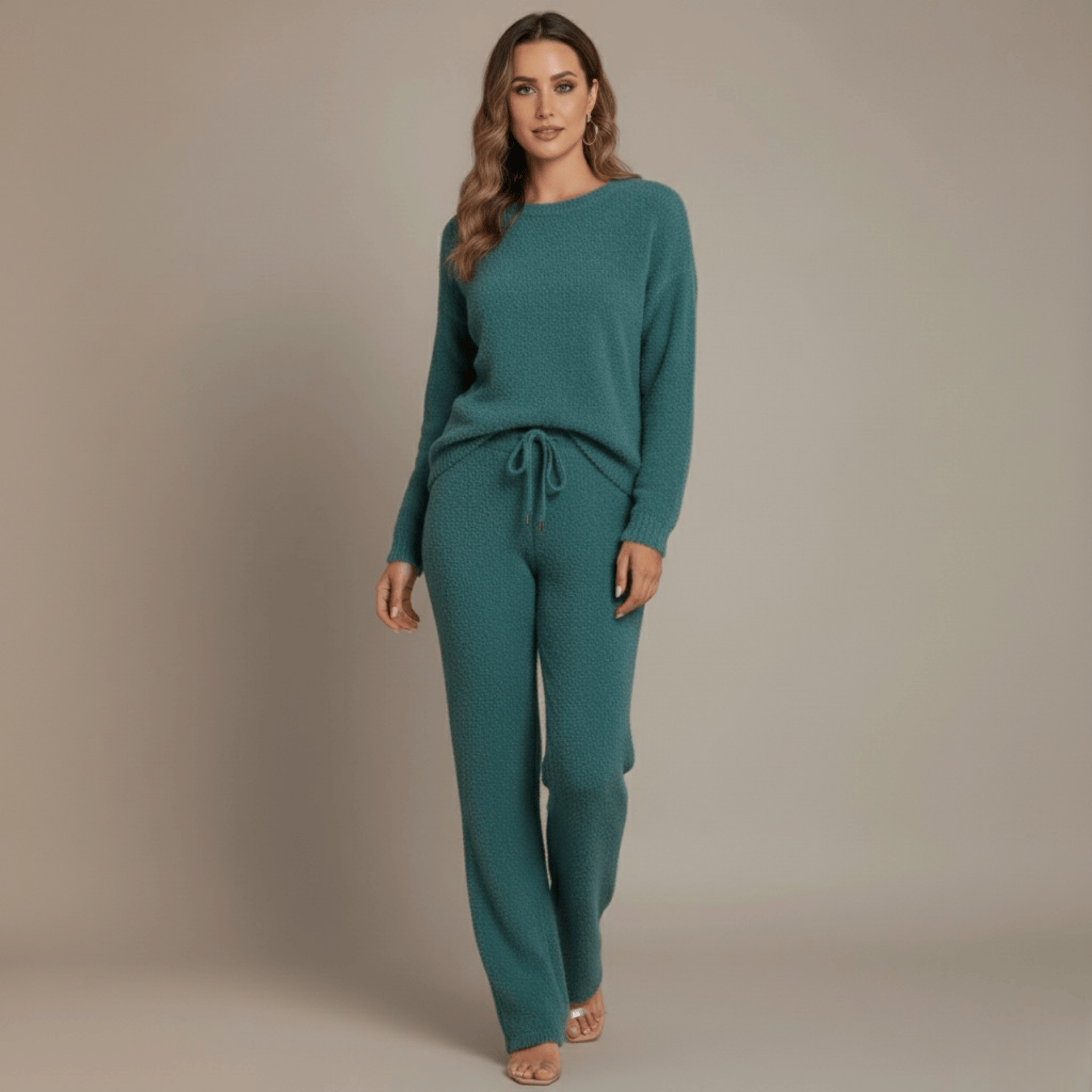 Cozy 2-Piece Loungewear Set – Soft Knit Sweater & Pants for Women